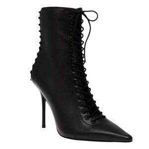Steve Madden Size 7 Black Allnight Lace Up Stiletto Dress Booties Boots